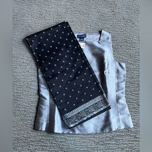 Ann Taylor Women's Silk Saree Shell/Tank Set Silver & Black Size 6 NWT